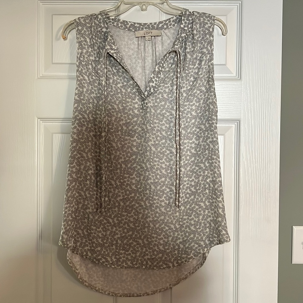 White Pattern Tank Blouse